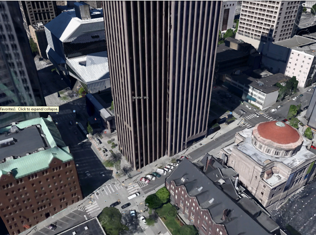 Google Earthissa pääsee tutkimaan maailman eri kolkkia ja suurimmista kaupungeista löytyy 3D-malleja. Kuvassa Seattle.
