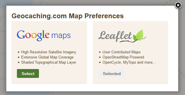 Kuva 3 - Karttavalintoja on kaksi: Google Maps ja OpenStreetMap pohjainen kartta.