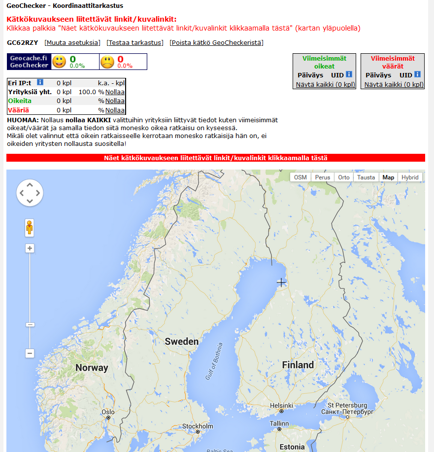 Kuva 4 - Geocheckerin asetukset -sivulta pääsee säätämään kaikkea checkeriin liittyvää.