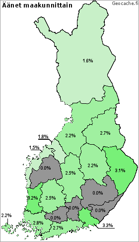 Kuva 1 - Parhaat kätköt maakunnittain.